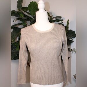 Global Work Ribbed Taupe Sweater